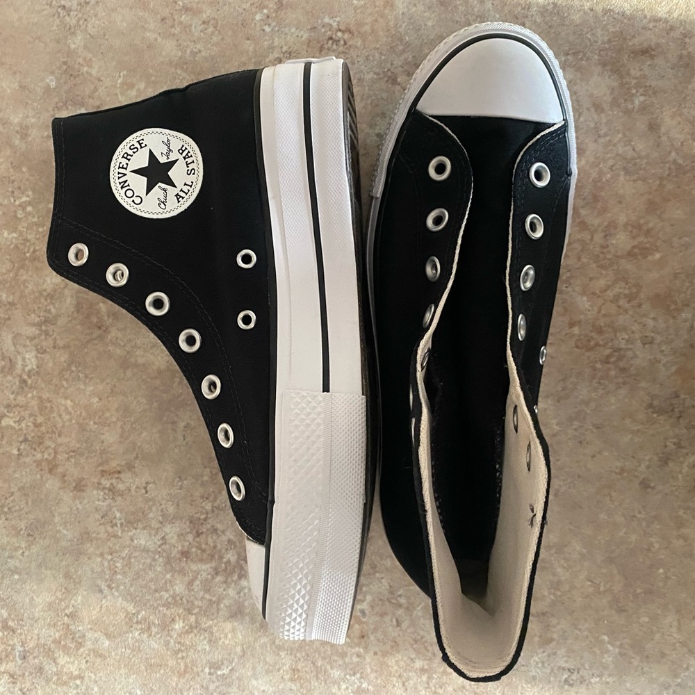 Converse black platform high tops
